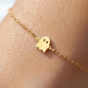 Pulsera fantasma bañada en oro de 24k: Regalos de estilo otoñal para Halloween