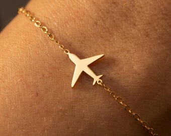 Dainty Airplane Bracelet - 24k Gold Fill