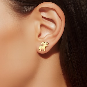 24k Gold Filled Moose Earrings: Forest Animal Jewelry