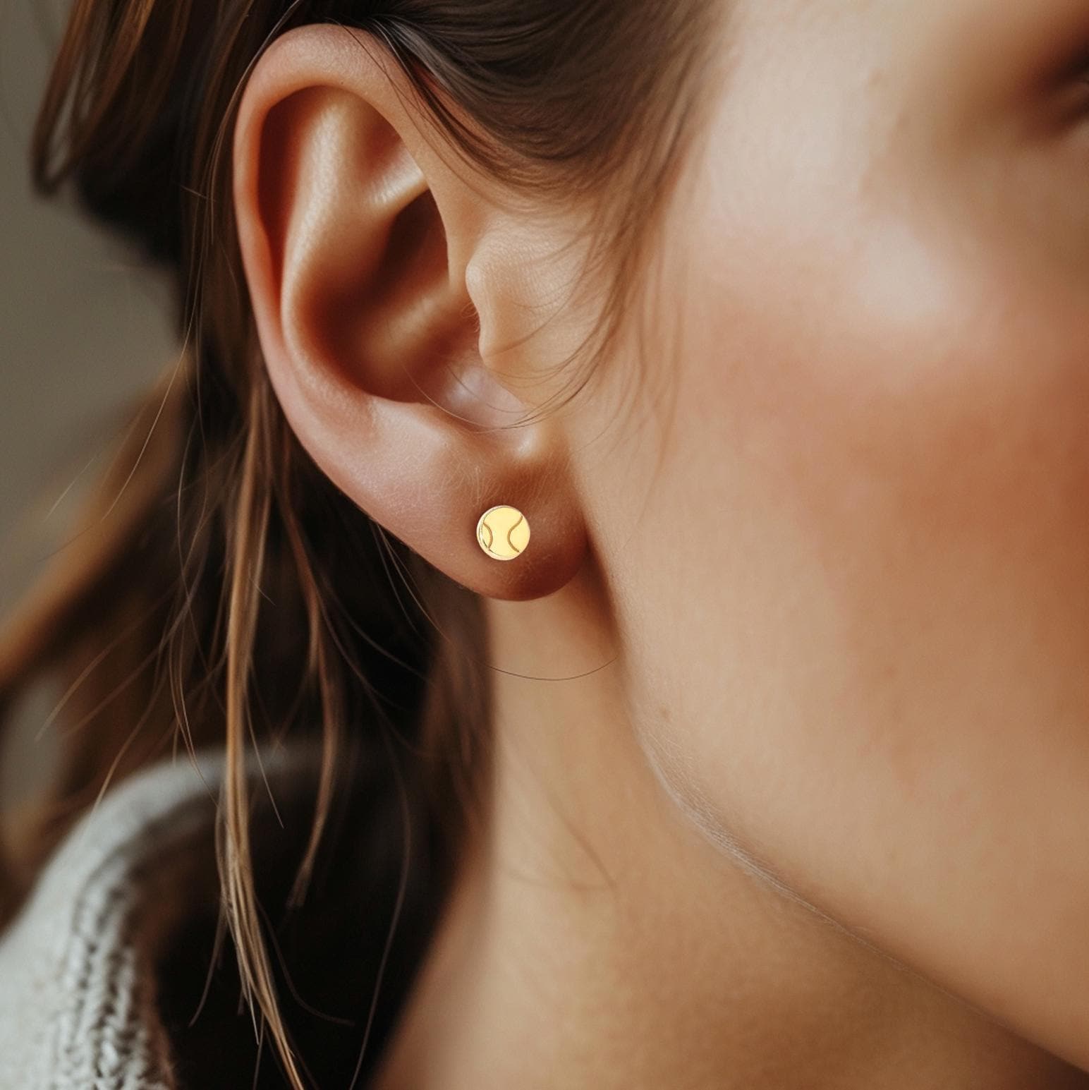 24k Gold Fill Dainty Tennis Ball Earrings · Game Day Studs · Sports Mom Gift · Minimalist Gold Studs • Small Tennis Earrings · Tenniscore