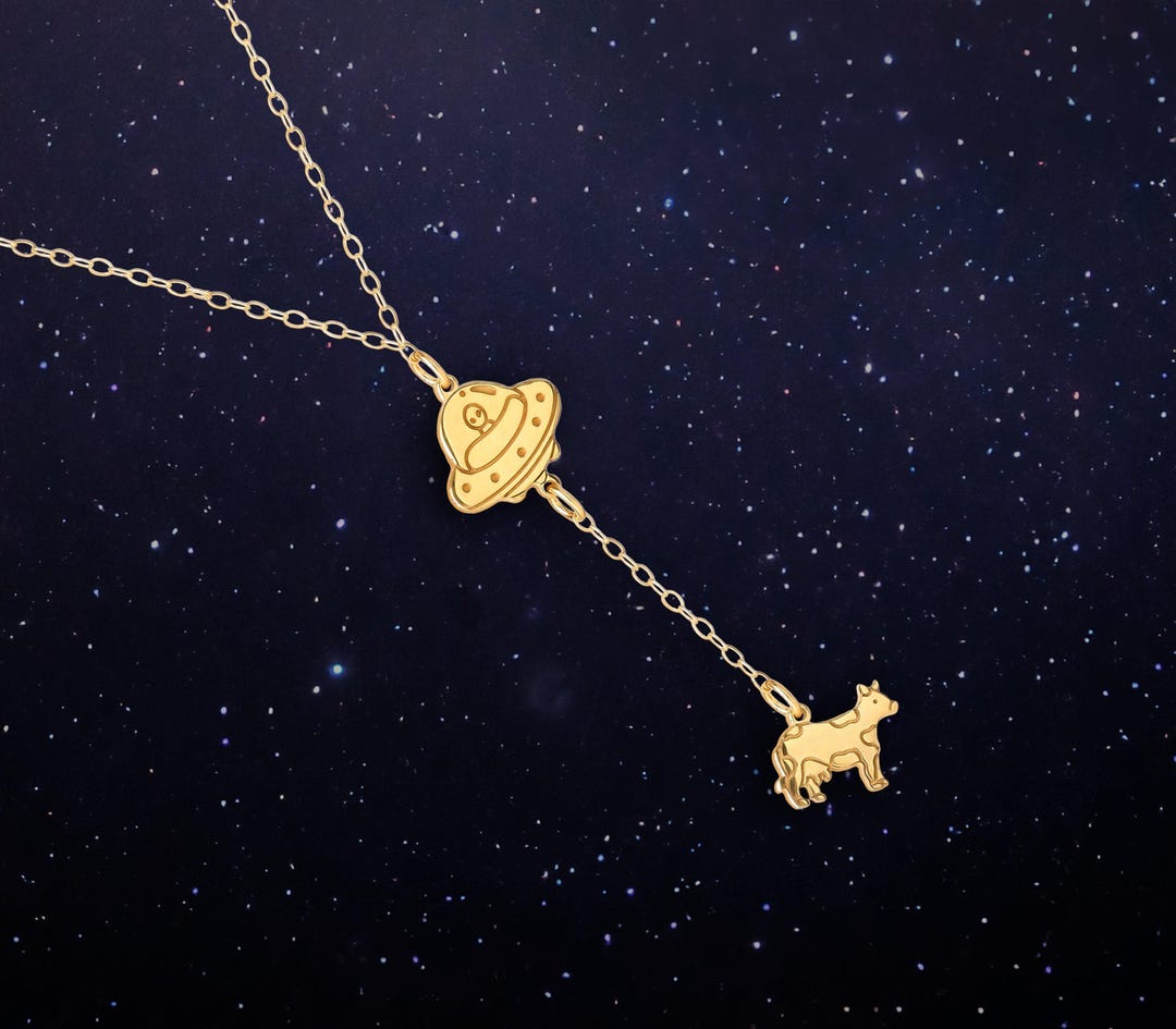 24k Gold Filled UFO Alien Abduction Necklace - Etsy Japan