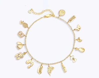 24k Gold Filled Custom Charm Bracelet · · Build Your Own Personalized Bracelet Gift