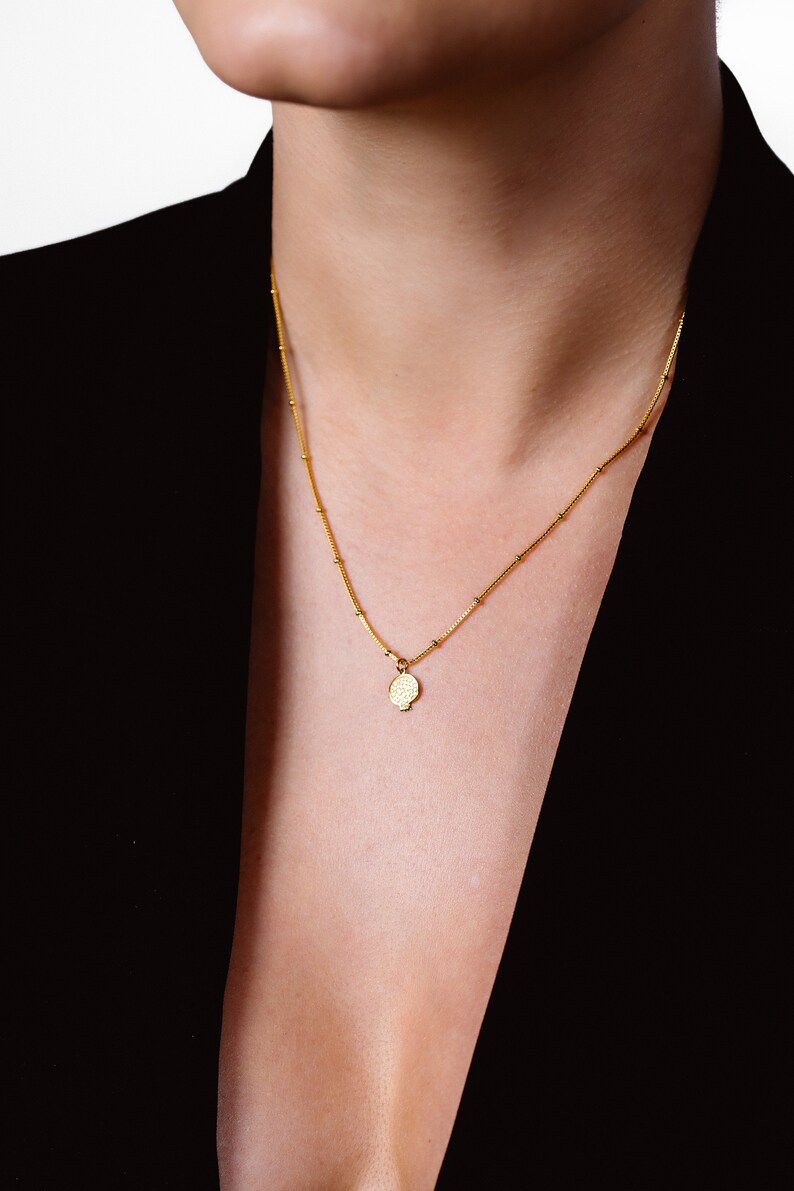 24k Gold Filled Cut Pomegranate Necklace Minimalist Dainty Charm Necklace Christmas Gift Winter Jewelry Forbidden Fruit Necklace image 3