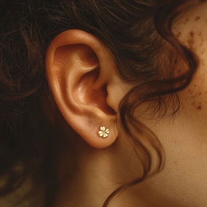 24k Gold Filled Tiny Four Leaf Clover Earrings · St. Patricks Day Gift · Shamrock Earrings · Lucky Spring Jewelry · Pair · 925 Silver
