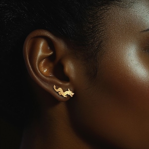 24k Gold Filled Dragon Earrings · Stud Earrings · Gift for Her · Lunar New Year Gift · Chinese Year of the Dragon Jewelry · Pair 925 Silver