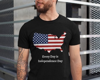 Onafhankelijkheidsdag shirt, elke dag is onafhankelijkheidsdag tee shirt, Amerikaanse vlag shirt, vlag kaart shirt, Unisex Softstyle T-shirt