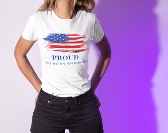 Trots om een Amerikaans 4 juli shirt te zijn, patriottisch T-shirt, Amerikaans vlag T-shirt, vrouwen 4 juli tshirt