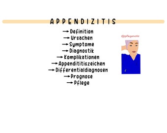 Lernzettel „Appendizitis“ Pflegenotiz