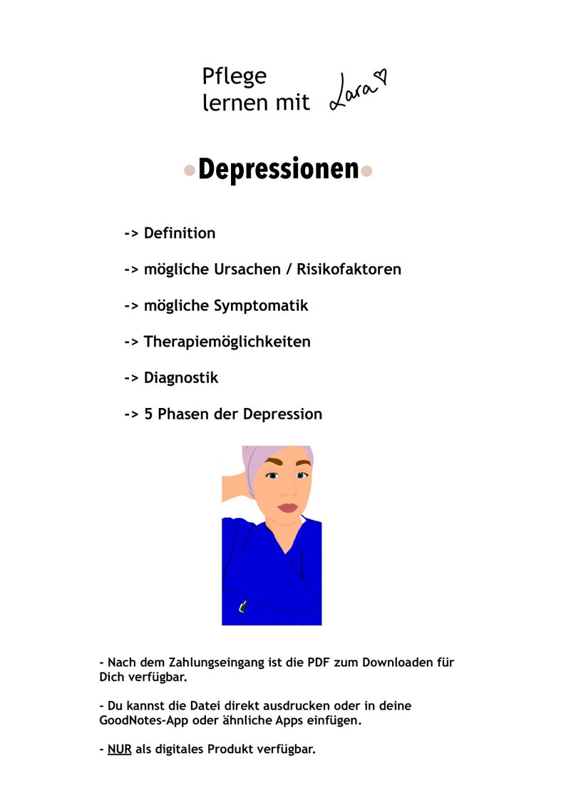 Study sheet Depression nursing note image 1