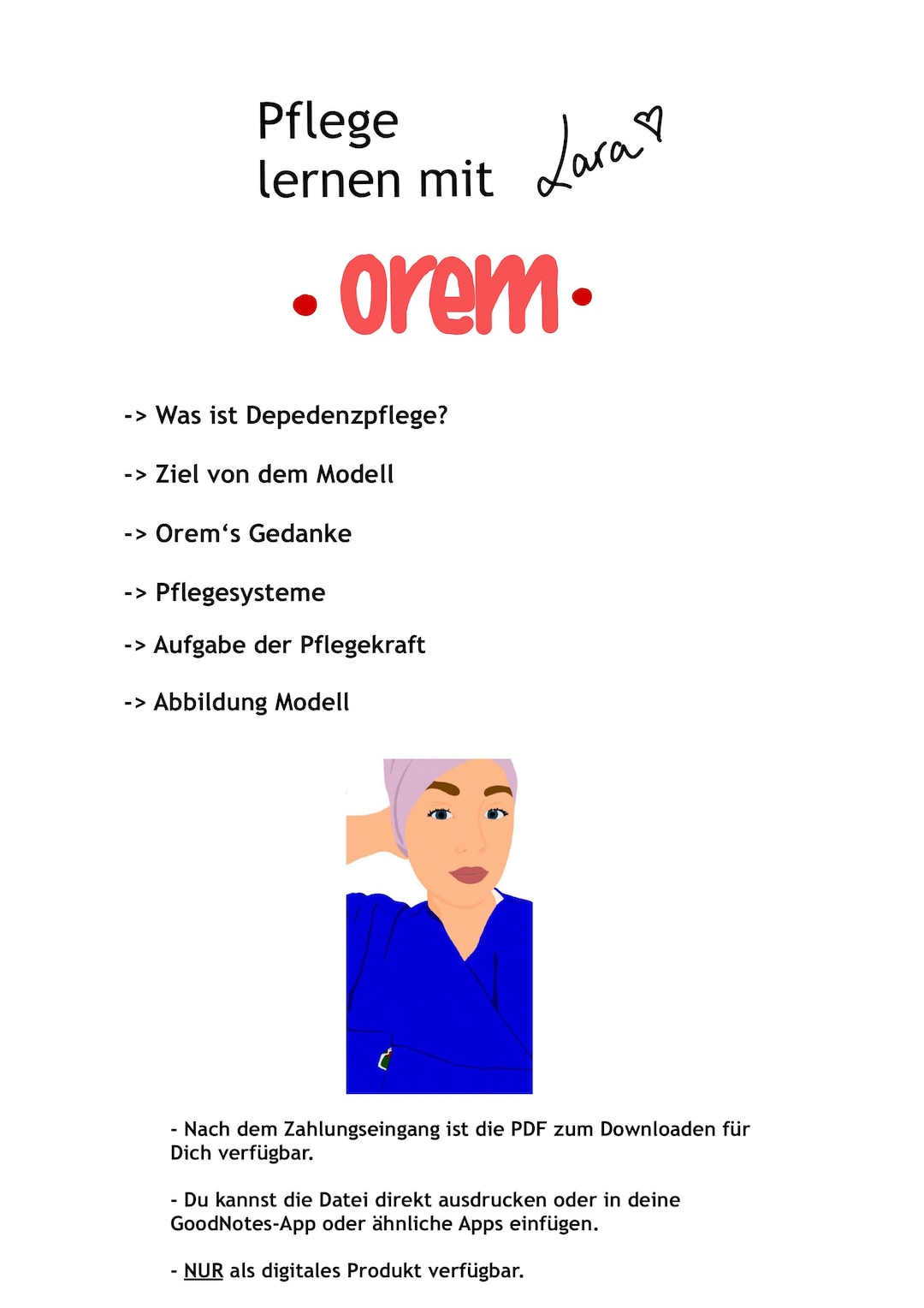 Pflegemodell Orem Einfach Erklärt Lernzettel Pflegemodell nach Orem Pflegenotiz - Etsy.de