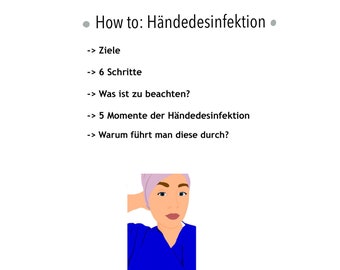 Learning sheet “How to: hand disinfection” care note