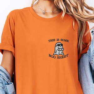 GRATIS VERZENDING! Leuk grappig Halloween-shirt: chagrijnig spook, wat BooSheet-T-shirt in comfortabele kleuren, trendy en schattig Halloween- of griezelseizoen
