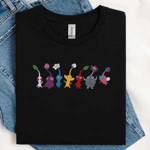 FREE SHIPPING! Pikmin T Shirt, Nintendo T Shirt, Nintendo Shirt, Nintendo Shirt, Pikmin Videogame, Embroidered Shirt, All Pikmin ShirT