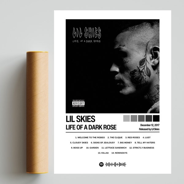 Lil Skies Poster | Life Of A Dark Rose Poster | Album Art | Album Cover Posters | Spotify Poster | Choose Your Own Album Poster | Music Gift