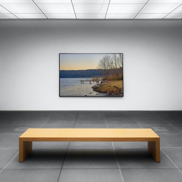 Digital print of lake with jetty and trees - Wall art