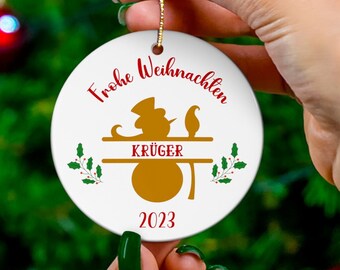 Personalized Fröhe weihnachten Ornament  Fröhliche weihnachten Ornament Personalized German Ornament Frohe Weihnachten Ornament German Gift