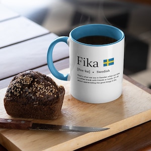 Fika definition Mug Swedish Mug with Swedish Flag Unique Swedish gifts for her Swedish gifts for him