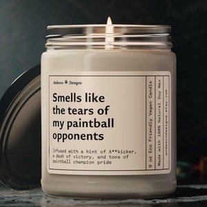 Funny Paintball Candle Smells like tears of my paintball opponents decor paintball gift for paintball player gift for paintball lover merch