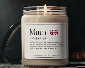 Vela para mamá británica Regalo para mamá Regalo para el día de la madre Regalo para el cumpleaños de su mamá Regalo para mamá Vela para el día de la madre Regalos divertidos para mamá