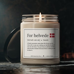 Funny Danish gifts For helvede definition candle with Denmark flag Unique Danish gift for Friend Danish candles Denmark gifts