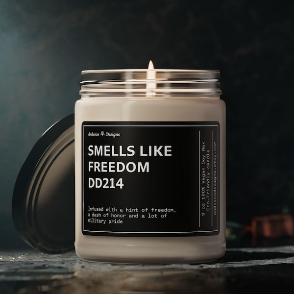Zapach wolności Świeca DD214 Świeca DD214 prezenty Prezenty emerytalne dla Sił Powietrznych USA Siły Kosmiczne Prezenty emerytalne dla Straży Przybrzeżnej USA Lotnictwo marynarki wojennej