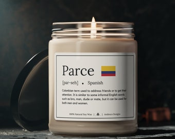 Colombia Parce Definition Candle with Colombia Flag Gift for Colombian gifts for Colombian American Colombia Decoration Colombia gift basket