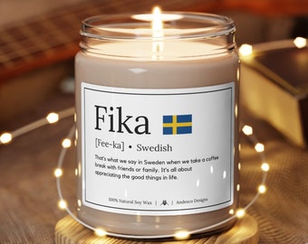 Fika Definition Candle Afternoon Fika gift for Swedish Christmas Fika Candle Fika Decoration Swedish Gifts Fika Scented Candle Fika gift