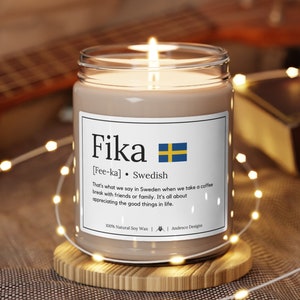 Fika Definition Candle Afternoon Fika gift for Swedish Christmas Fika Candle Fika Decoration Swedish Gifts Fika Scented Candle Fika gift