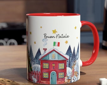 Italy Christmas Mug Italy Mug for Italian Christmas gift for Italian Buon Natale Mug Gift Ideas Italy Coffee Mug Italy Mug with Italy flag