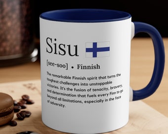 Sisu Definition Mug Sisu Gift Finnish Sisu definition Finnish gifts for Finnish Sisu Mug with definition and Finnish Flag Mug Finland gift