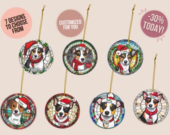 Personalized Rat Terrier christmas ornament custom rat terrier ornament rat terrier stained glass Rat terrier gifts Fox terrier ornament