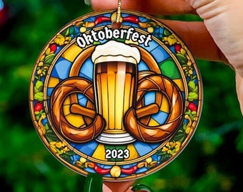 Oktobefest Ornament, Oktoberfest Stained Glass Ornament