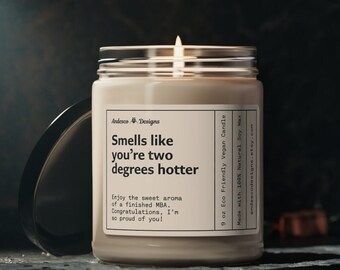 MBA Graduation Candle mba gift for her hotter by two degrees gift Masters Degree Candle Masters degree graduation gift Masters degree gift