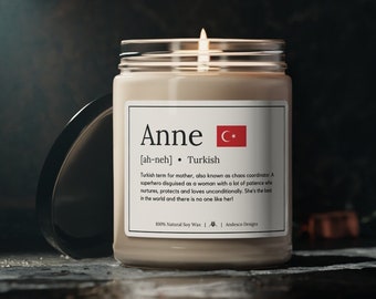 Turkish Anne Candle Turkish mom Gift Turkish Mom Turkish gifts Tukish Anne Definition Türkiye mum gift Funny Türkiye mom gift Turkish flag