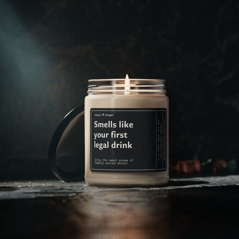 Smells like your first legal drink 21 birthday candle for brother, boyfriend, nephew, godson, alcohol gifts 21 birthday.
