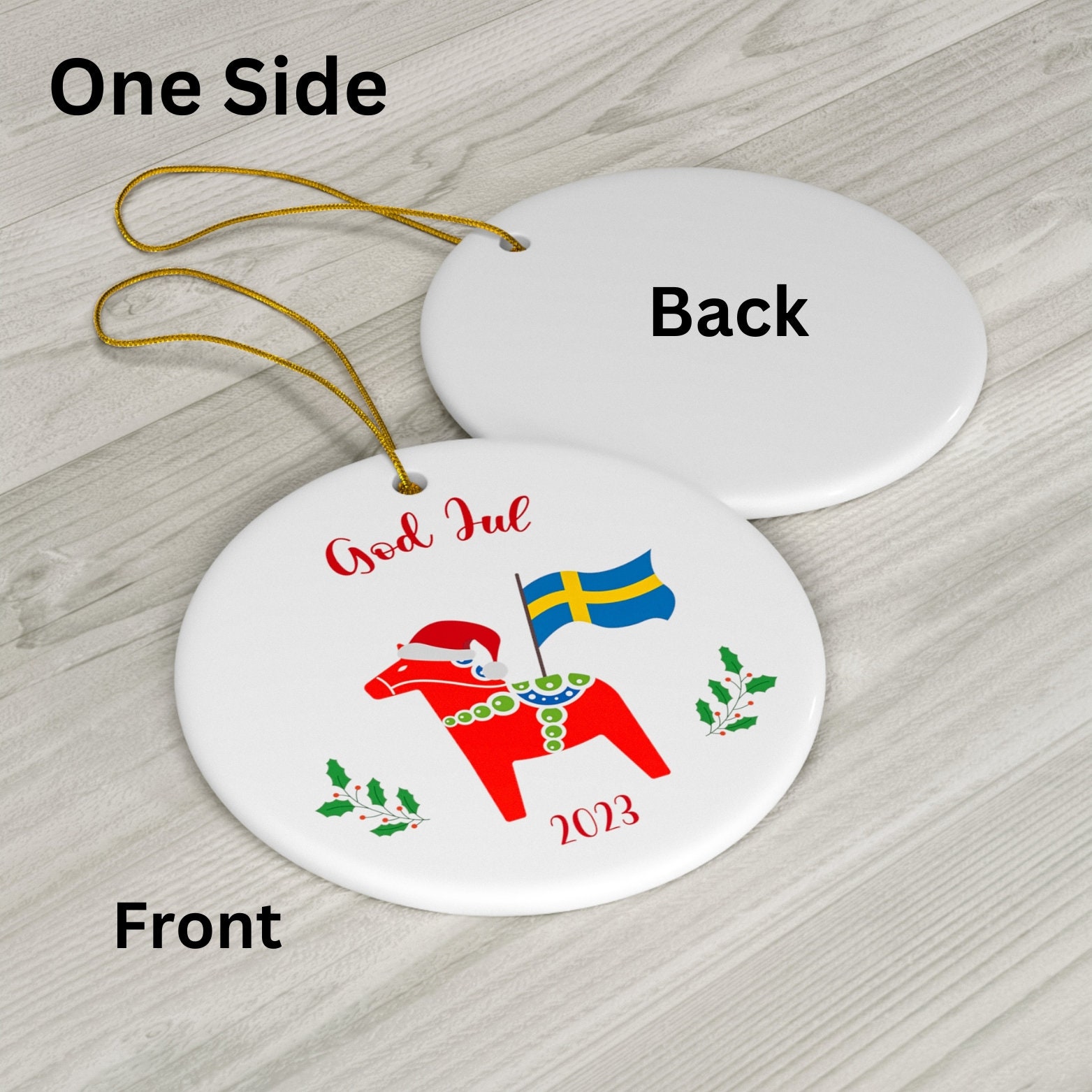 God Jul Dalecarlian Horse Christmas Ornament Sweden Dala Horse Ornament