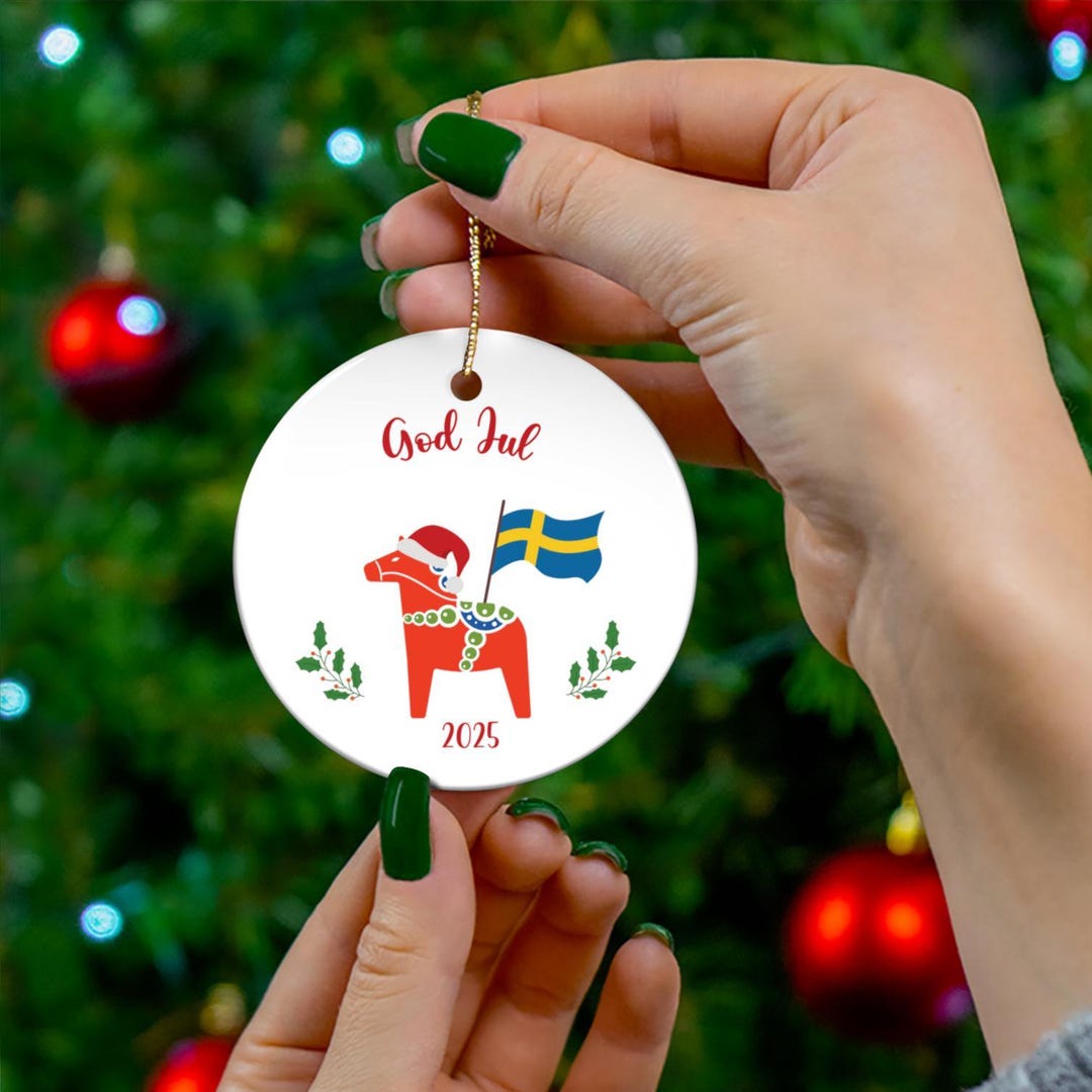 God Jul Dalecarlian Horse Christmas Ornament Sweden Dala Horse Ornament ...