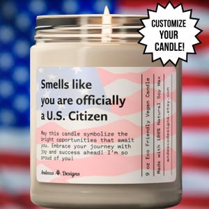 Regalo Personalizado de ciudadanía americana para hombres mujeres regalos de ciudadanía para ciudadanos naturalizados Vela Ciudadania USA