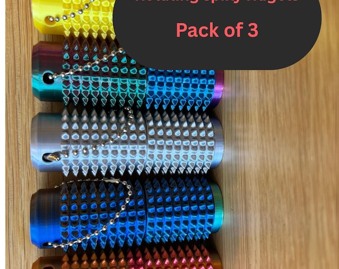 Spiky Sensory Roller Keychain (3 Pack) - Rotating Fidget for anxiety, ADHD and deep pressure stimulation