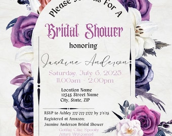 Spooky Bridal Shower Invitation – Gothic Halloween Bridal Invite | Witchy Bride Party | Printable or Digital - FREE on Canva