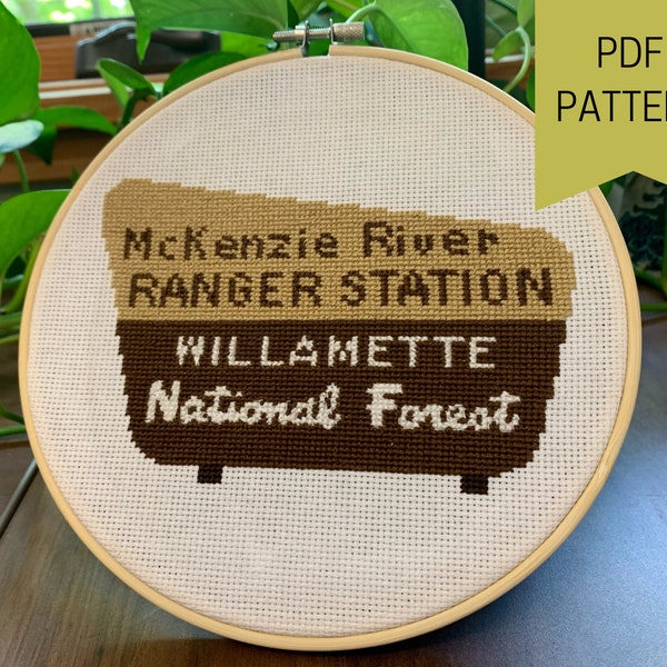 Forest Service Sign Cross Stitch Pattern | Willamette National Forest