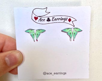 Luna moth stud earrings