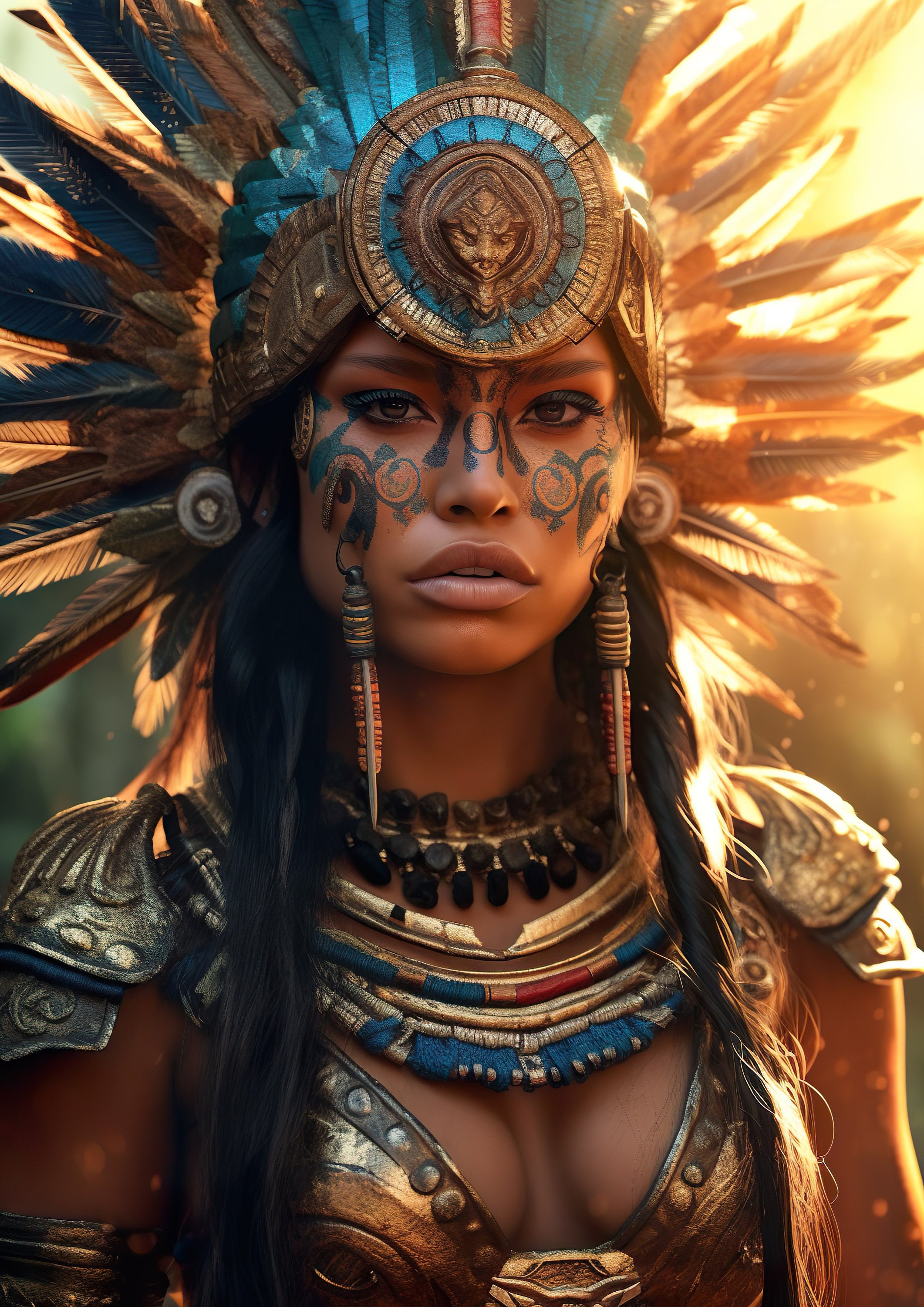 7PACK WALL ART Aztec Empire Aztecs Warrior Ai Art Print Portrait Photography Home Decor Poster