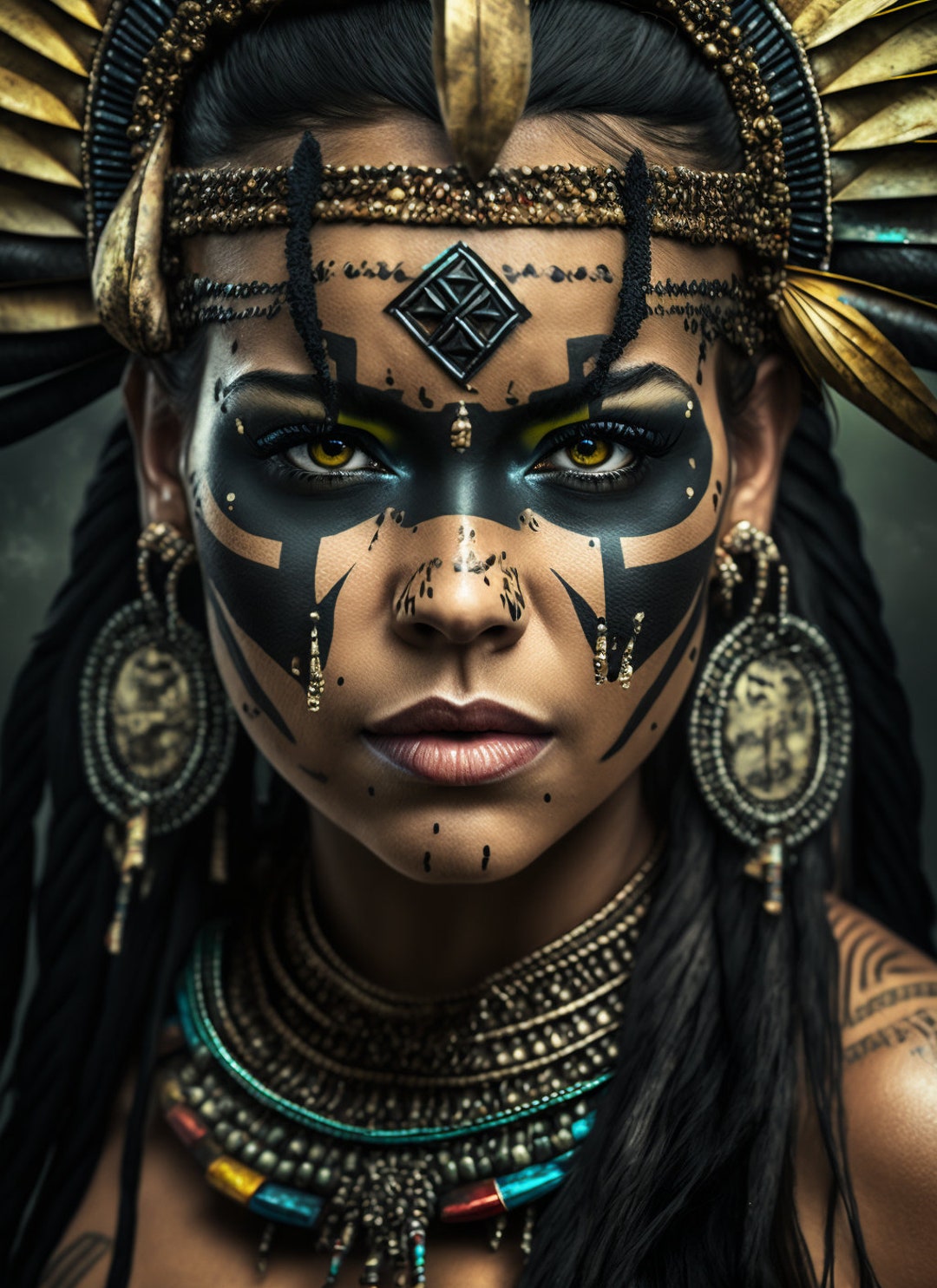 Aztec Empire Aztec Princess Warrior 30 Wallpaper Art Print Ai Portrait ...