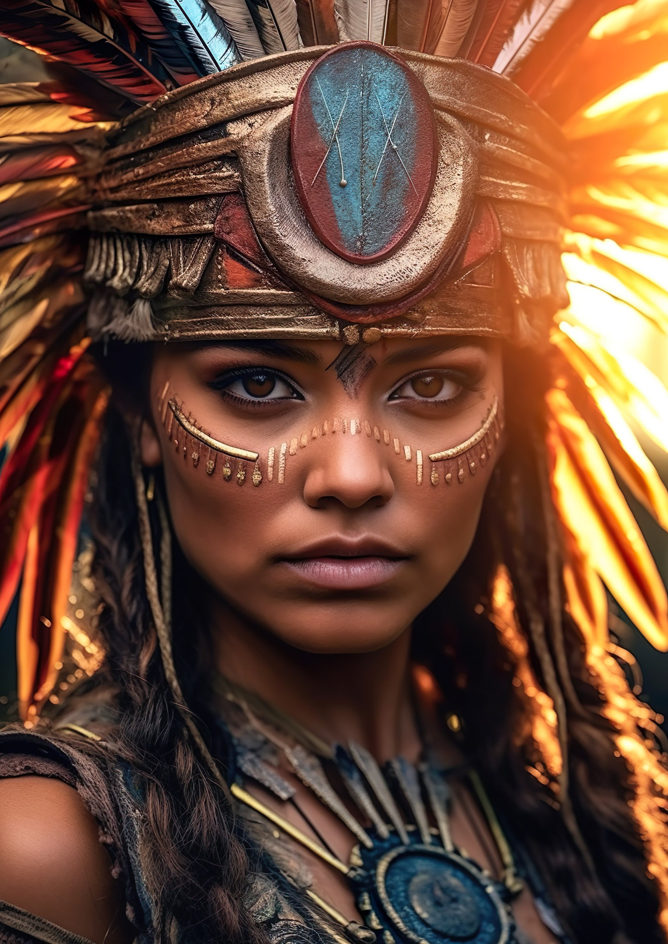 7PACK WALL ART Aztec Empire Aztecs Warrior Ai Art Print Portrait Photography Home Decor Poster