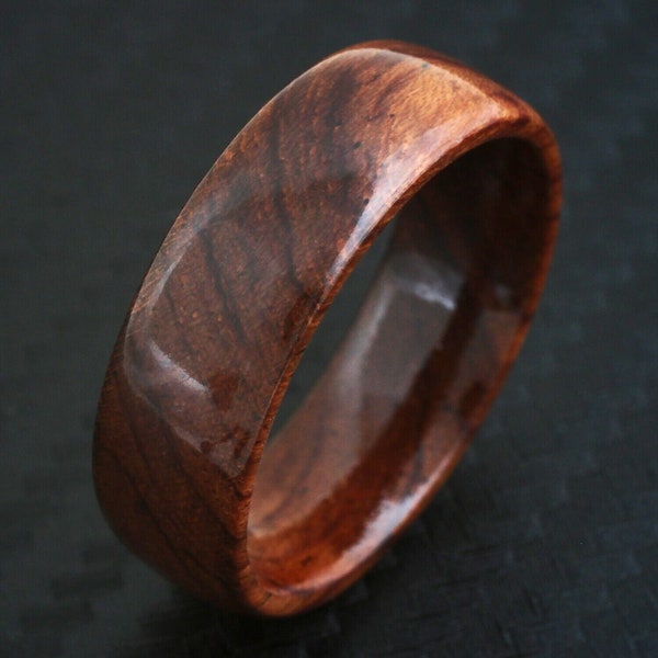 6/8mm Hawaiian Koa Wood Domed Wedding Band Ring | Free Gift Box!