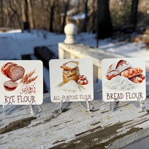 Flour Container Labels: Baking Essentials Stickers - Pantry Organization