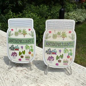 Plants RX Antidepressants Sticker: Funny Mental Health Plant Lover Gift