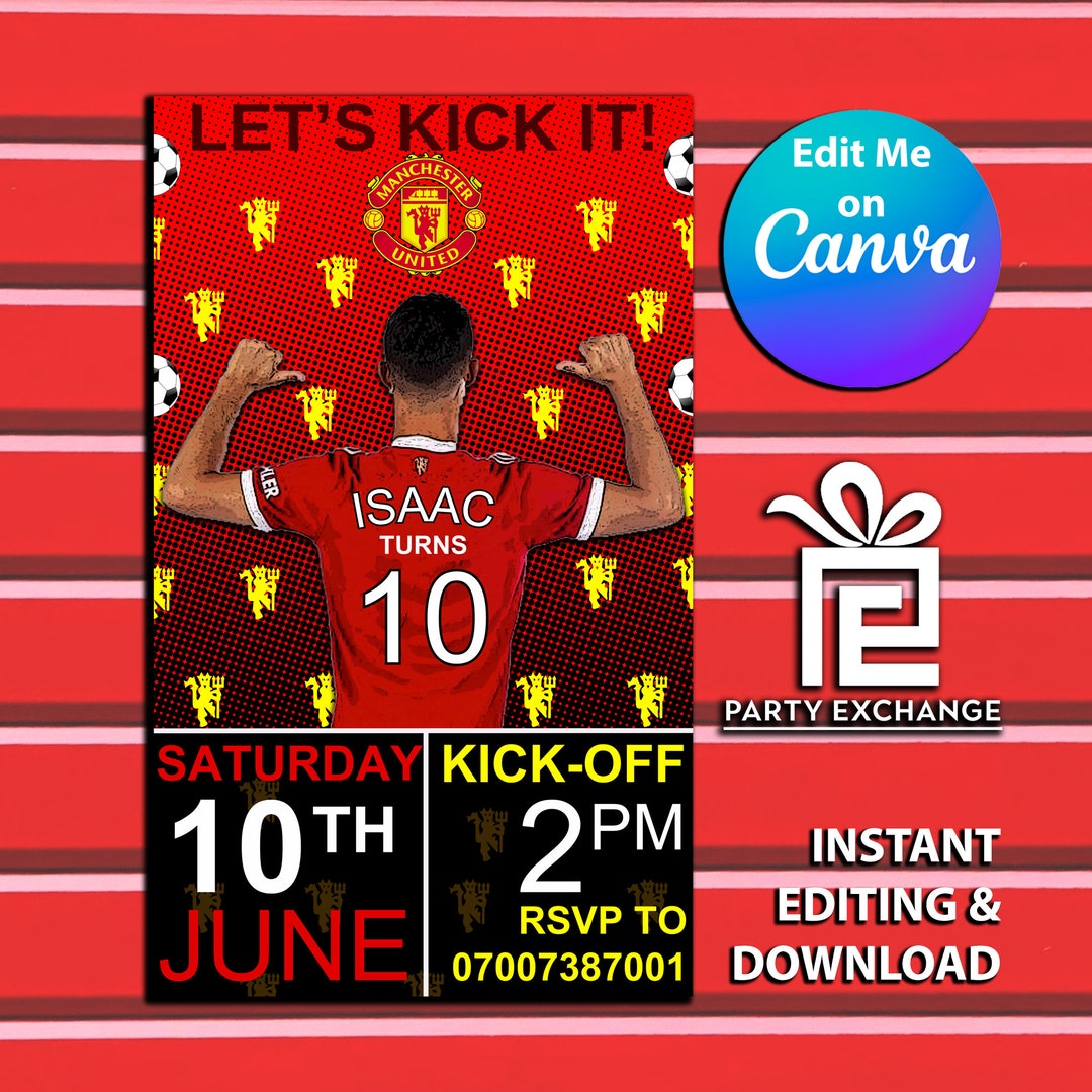 Manchester United Birthday Party Digital Invitation Man - Etsy