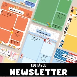 Bearbeitbare Klassenzimmer-Newsletter-Vorlagen für die wöchentliche / monatliche Elternkommunikation | Bearbeitbarer Lehrer-Newsletter für den Kindergarten